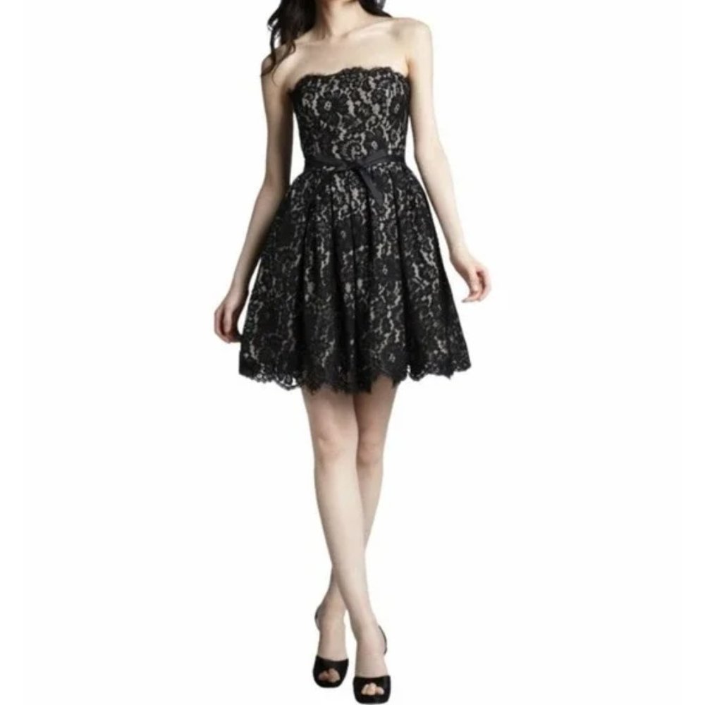 Liberated & Free Women's Black Lace Strapless Cocktail Dress